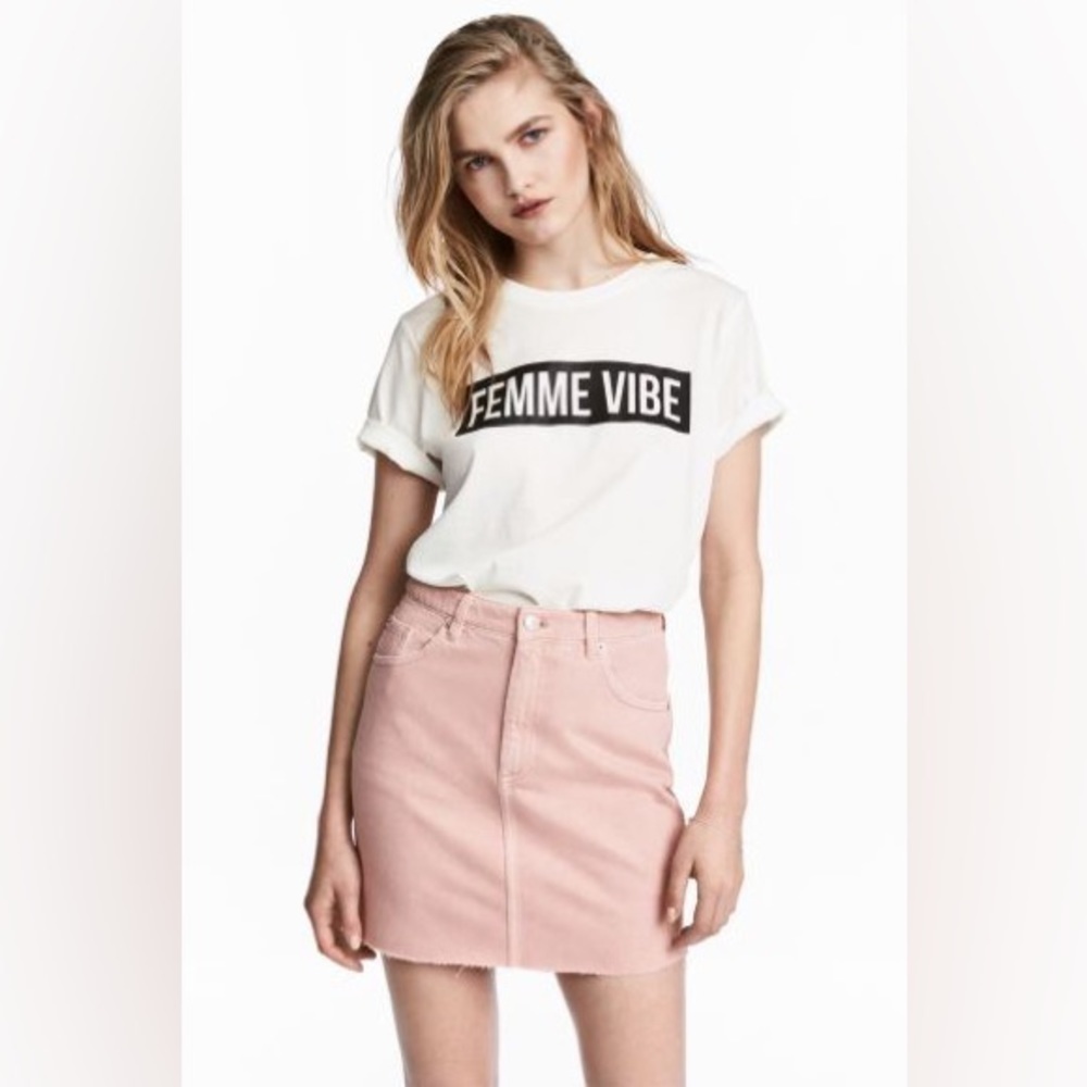 H&M Bubblegum Pink High Waist Denim Skirt Size 4